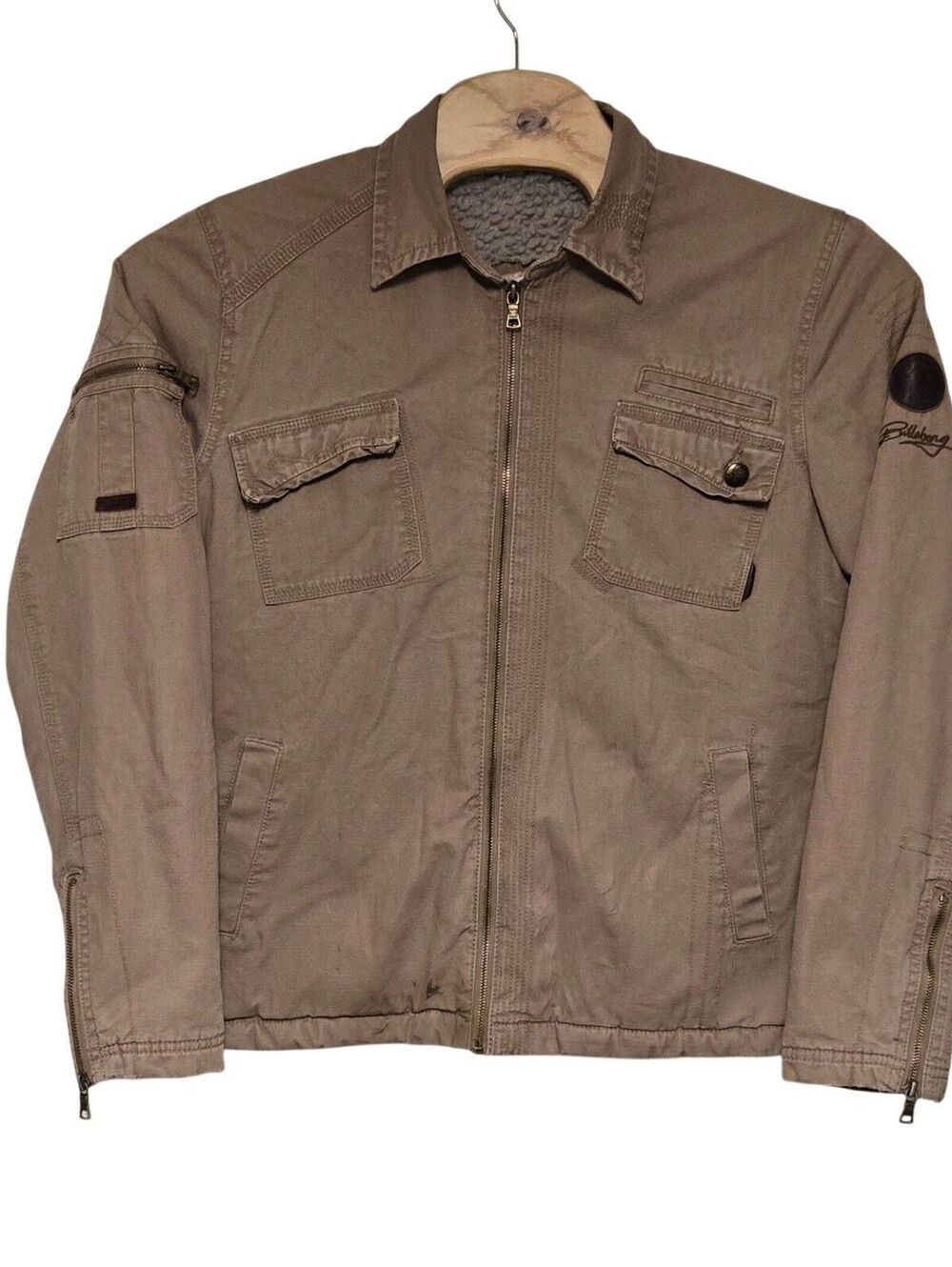 Vintage Billabong Utility Jacket Men's Large Sherpa Lined Y2K Distressed